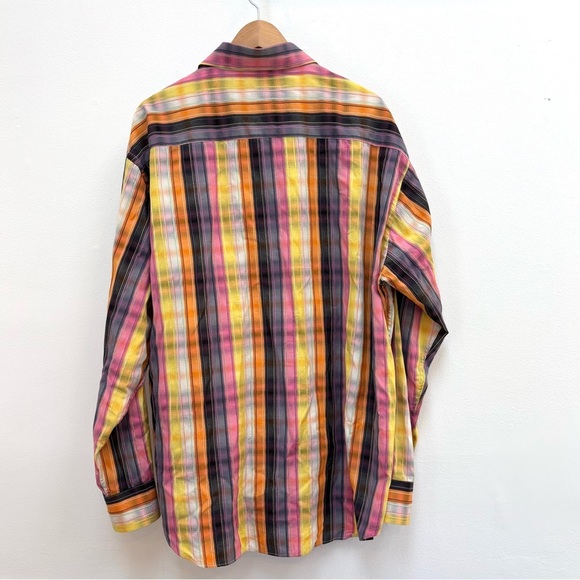 Bugatchi Uomo Men's Embroidered Flip Cuff Colorful Plaid Button Up Shirt XL - Picture 5 of 15